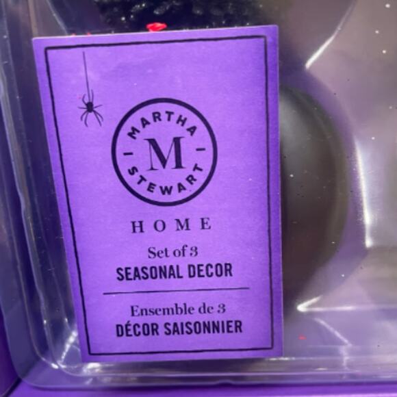 Martha Stewart Ceramic Pumpkins – Set of 3 Black Glitter – New in Box - Picture 4 of 4